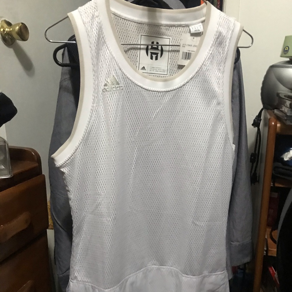 Adidas Mens James Harden Playmaker Jersey White M